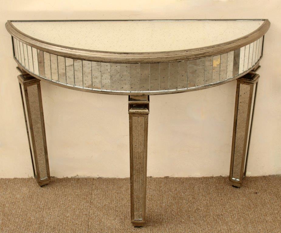 Mirrored Half Moon Table
